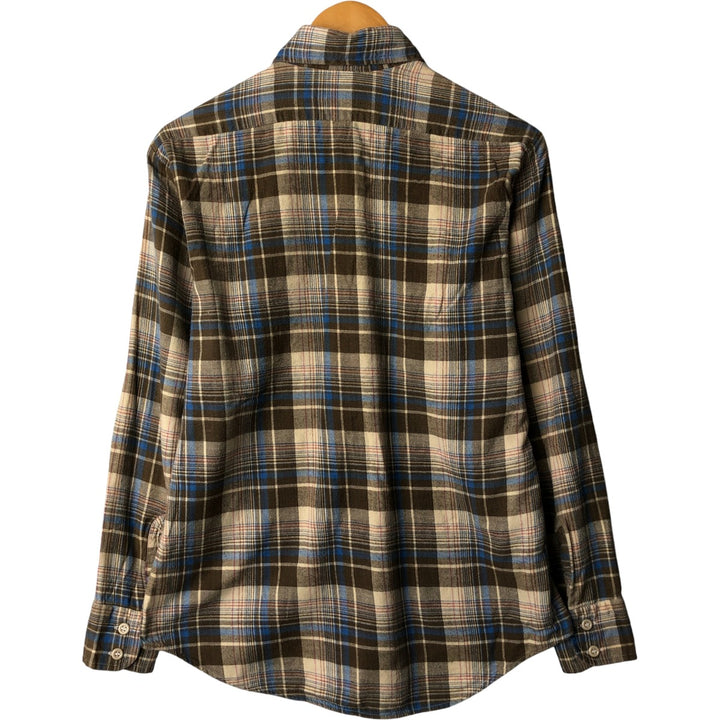 1980'S JCPenney PLAIN POCKETS Check Pattern Long Sleeve Light Flannel Shirt, Women's Size Medium cotton Beige type Vintage Second Hand