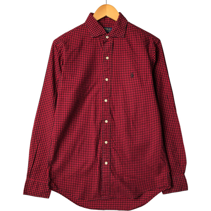 Ralph Lauren POLO RALPH LAUREN wide collar long sleeve cotton check shirt, men's size S cotton red type Vintage Second Hand