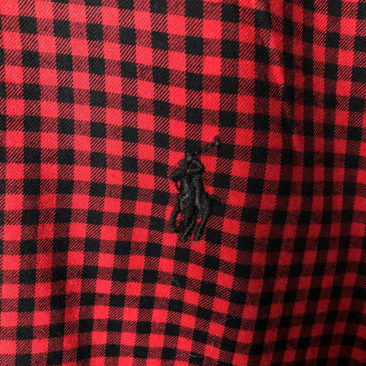 Ralph Lauren POLO RALPH LAUREN wide collar long sleeve cotton check shirt, men's size S cotton red type Vintage Second Hand
