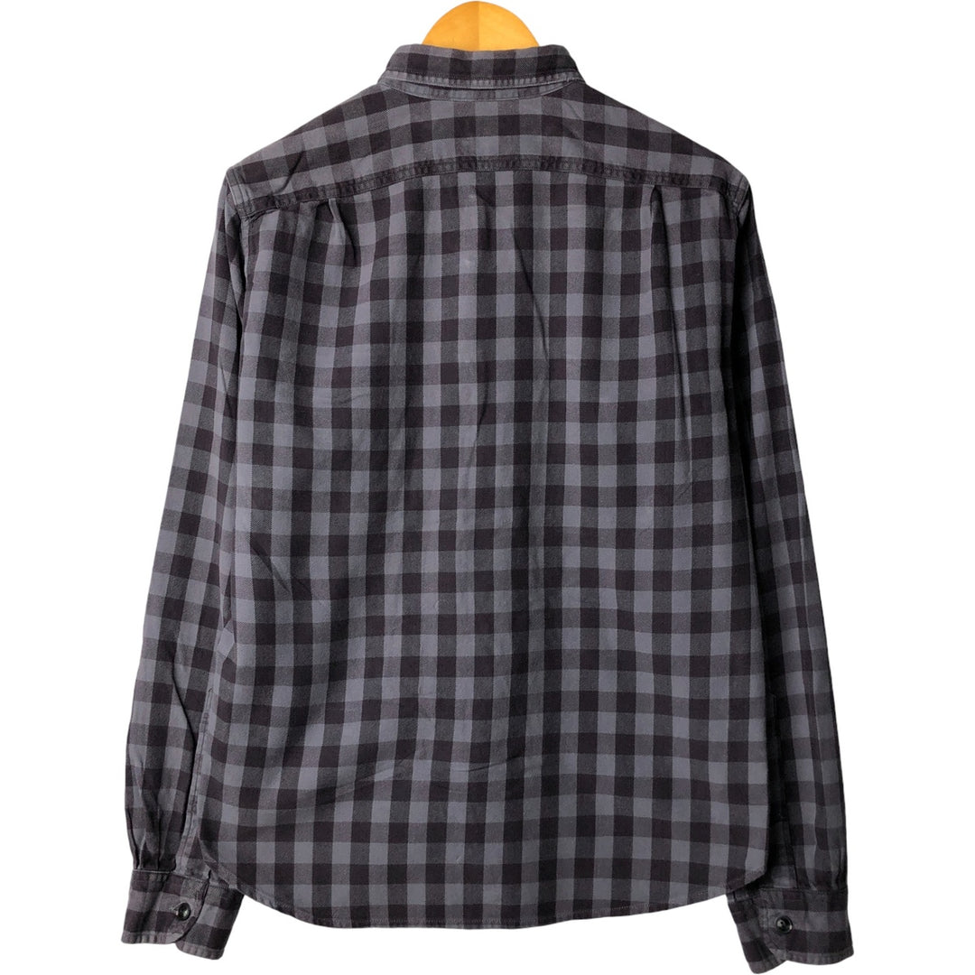 J.Crew Buffalo Check Long Sleeve Light Flannel Shirt, Men's Size Medium cotton gray type Vintage Second Hand