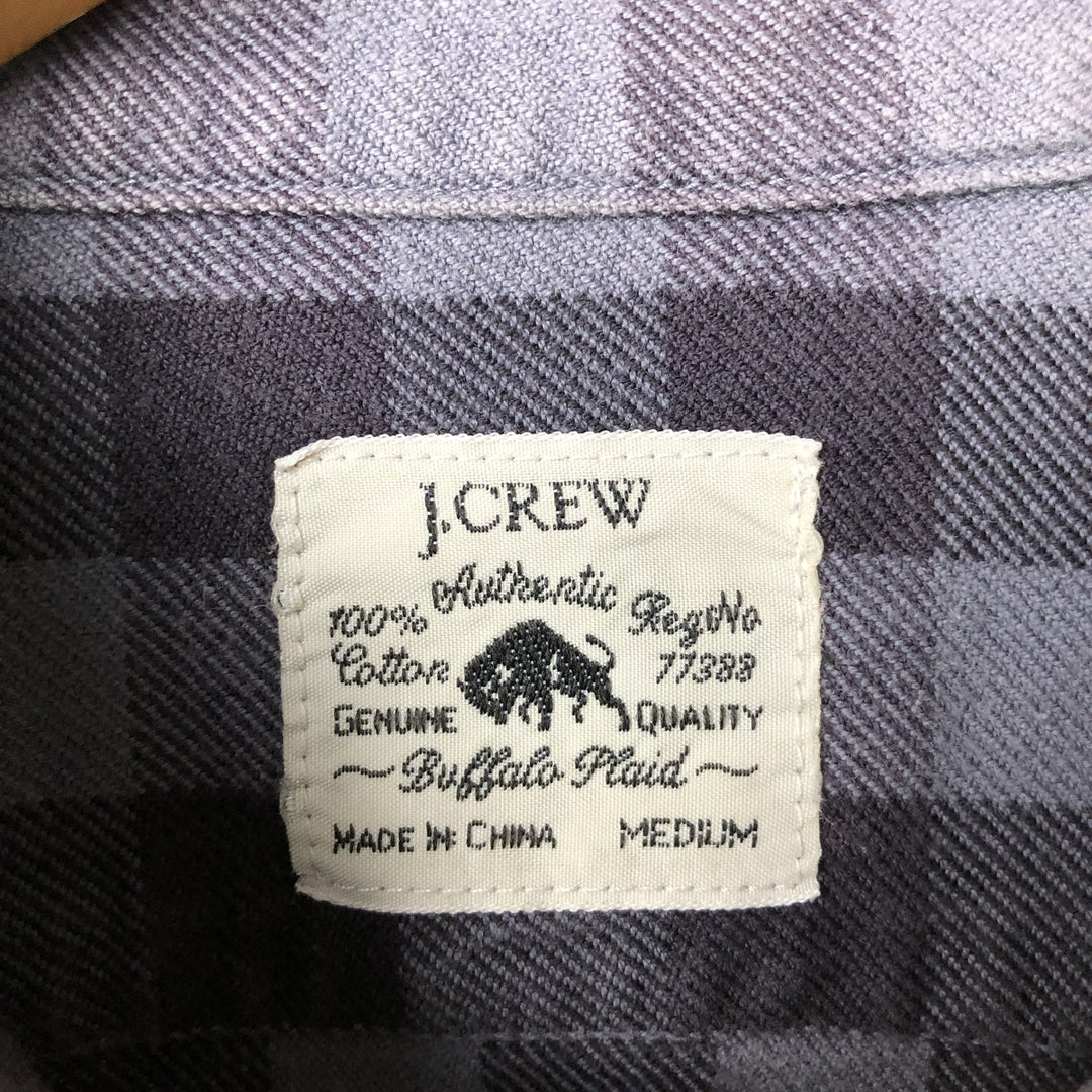 J.Crew Buffalo Check Long Sleeve Light Flannel Shirt, Men's Size Medium cotton gray type Vintage Second Hand