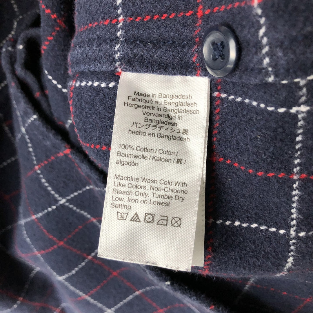 J.Crew Men's Long Sleeve Heavy Flannel Check Shirt (Size Small) cotton navy blue type Vintage Second Hand
