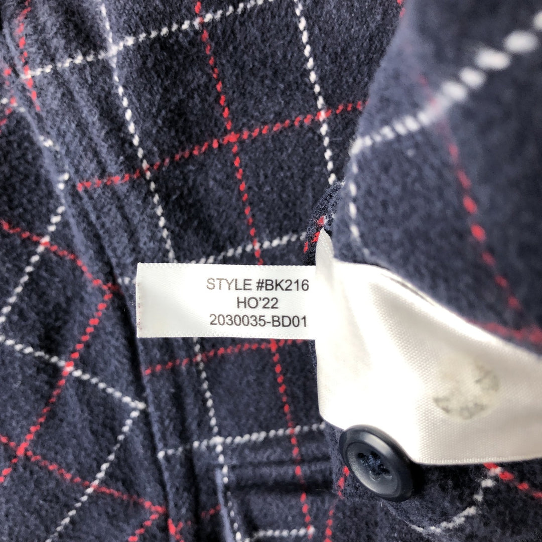 J.Crew Men's Long Sleeve Heavy Flannel Check Shirt (Size Small) cotton navy blue type Vintage Second Hand