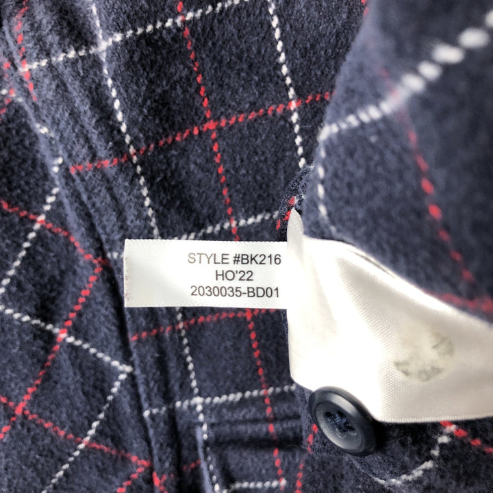 J.Crew Men's Long Sleeve Heavy Flannel Check Shirt (Size Small) cotton navy blue type Vintage Second Hand