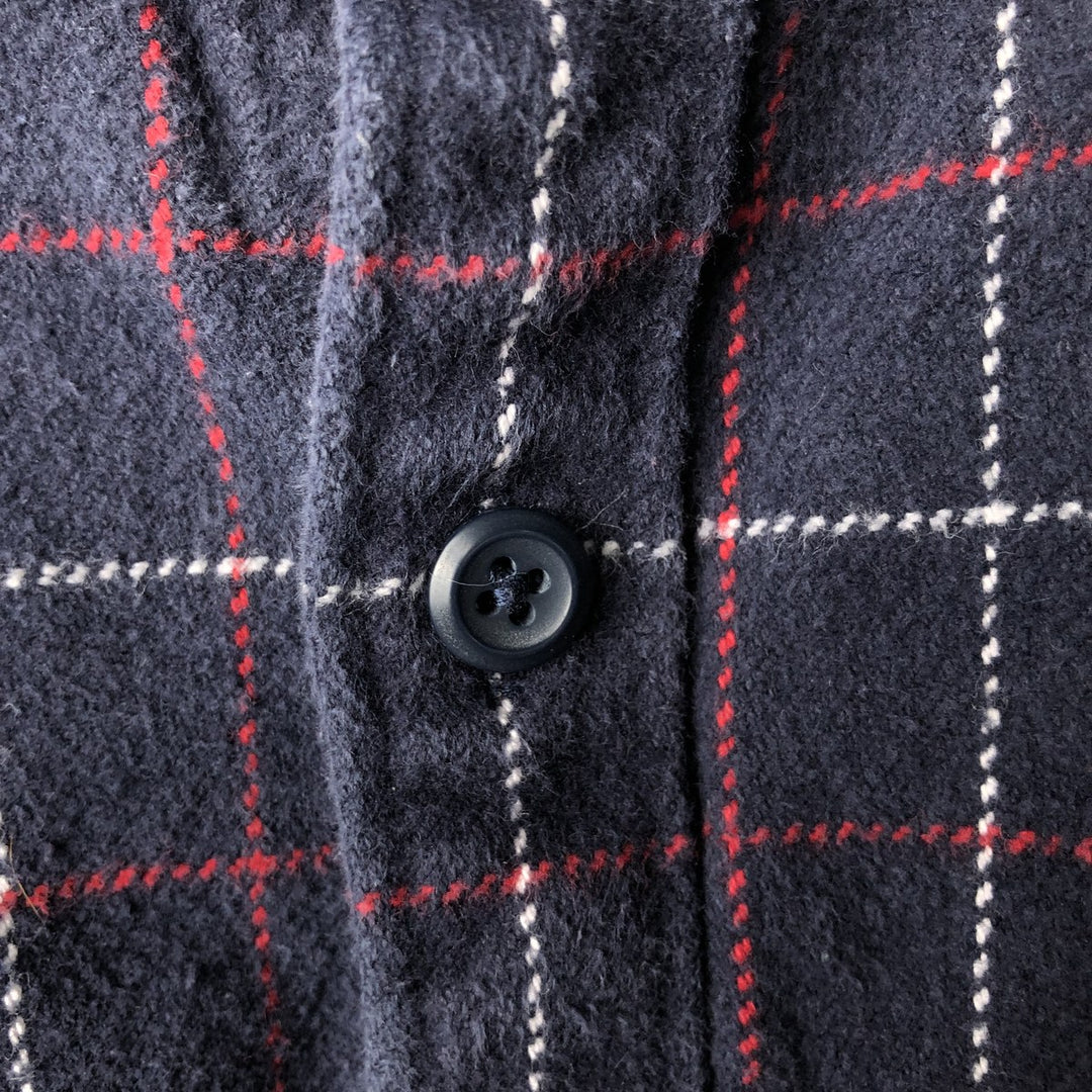 J.Crew Men's Long Sleeve Heavy Flannel Check Shirt (Size Small) cotton navy blue type Vintage Second Hand