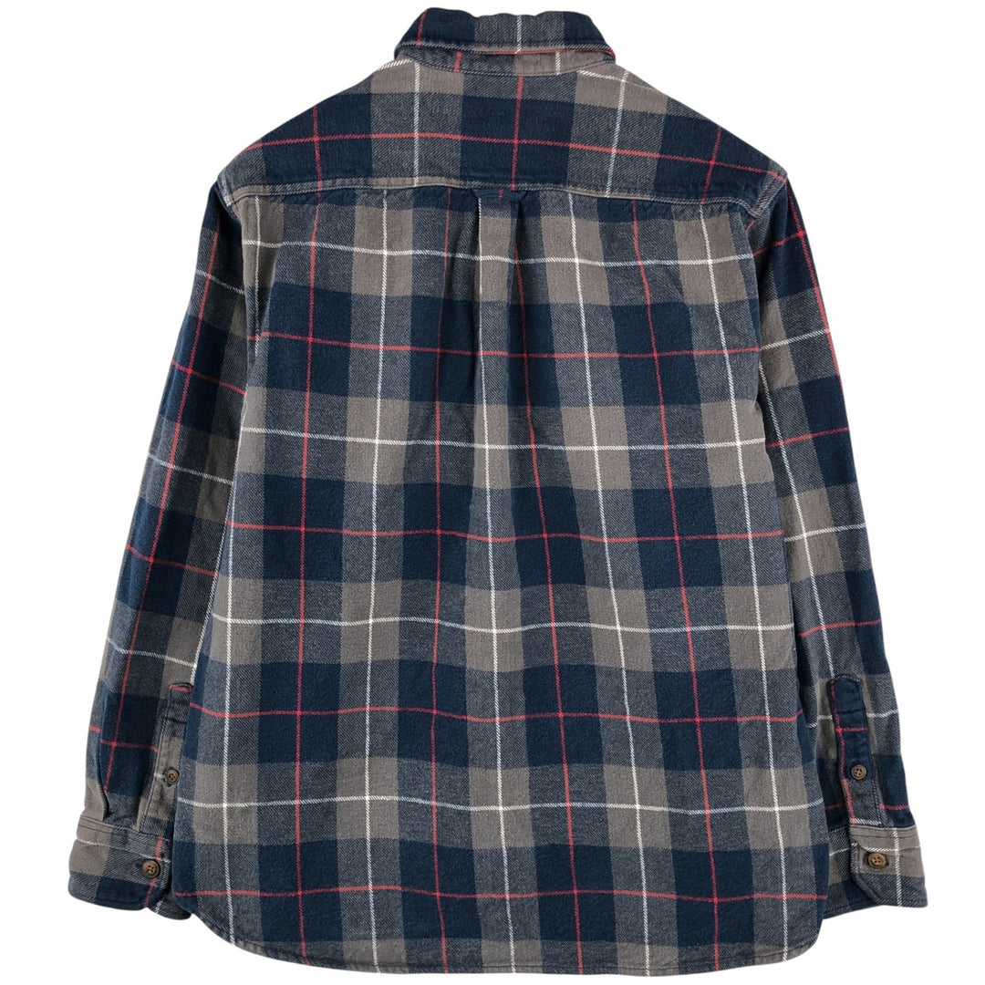 JACHS Long Sleeve Heavy Flannel Check Shirt, Women's Size L cotton navy blue type Vintage Second Hand