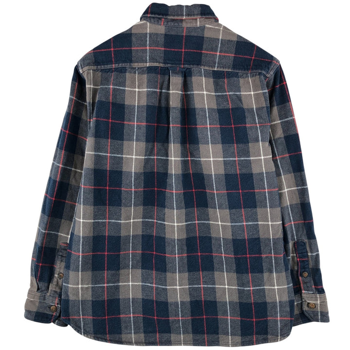 JACHS Long Sleeve Heavy Flannel Check Shirt, Women's Size L cotton navy blue type Vintage Second Hand
