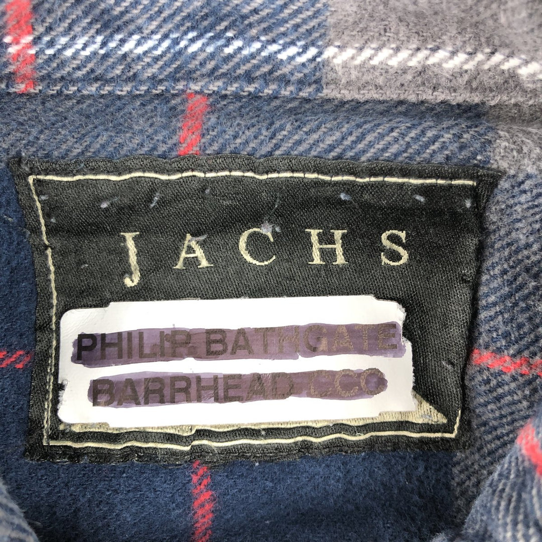 JACHS Long Sleeve Heavy Flannel Check Shirt, Women's Size L cotton navy blue type Vintage Second Hand