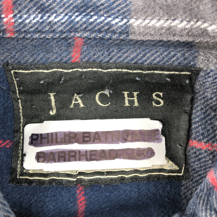 JACHS Long Sleeve Heavy Flannel Check Shirt, Women's Size L cotton navy blue type Vintage Second Hand
