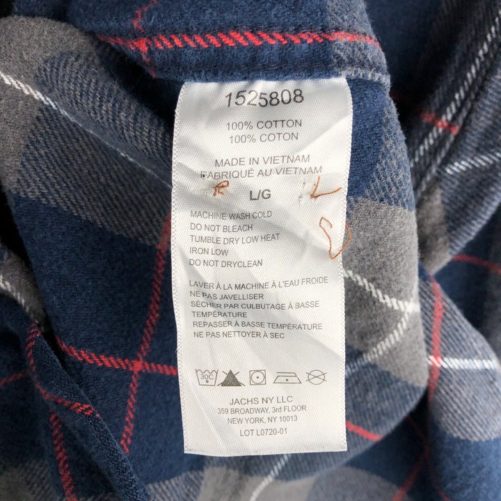 JACHS Long Sleeve Heavy Flannel Check Shirt, Women's Size L cotton navy blue type Vintage Second Hand
