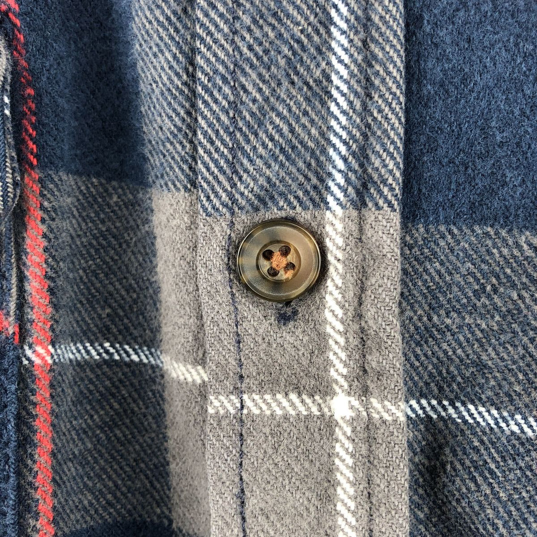 JACHS Long Sleeve Heavy Flannel Check Shirt, Women's Size L cotton navy blue type Vintage Second Hand