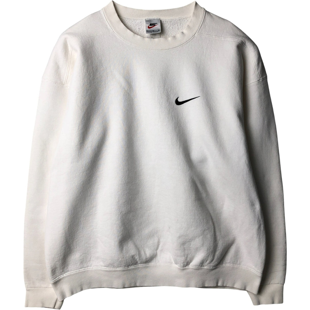 90'S Nike One Point Logo Sweatshirt Trainer Made in USA Men's L Size Vintage cotton white type Vintage Second Hand