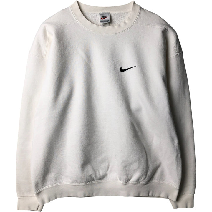 90'S Nike One Point Logo Sweatshirt Trainer Made in USA Men's L Size Vintage cotton white type Vintage Second Hand