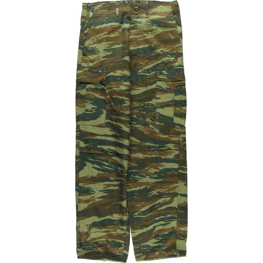 Greek Army Camouflage Pattern Lizard Camo Military Cargo Pants, Combat Pants, Size Small, Men's, W32 (equivalent) polyester Khaki type Vintage Second Hand