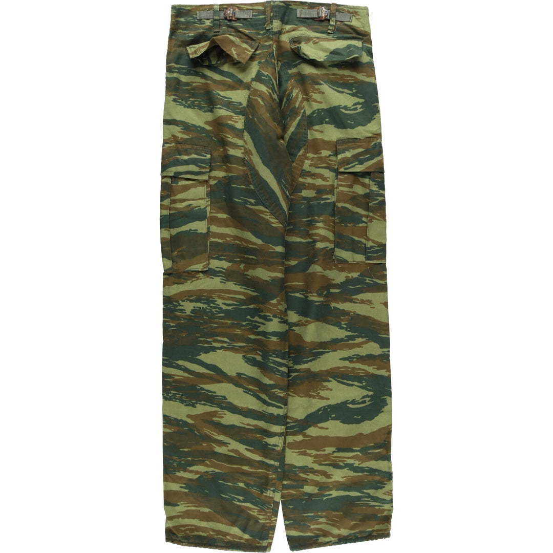 Greek Army Camouflage Pattern Lizard Camo Military Cargo Pants, Combat Pants, Size Small, Men's, W32 (equivalent) polyester Khaki type Vintage Second Hand
