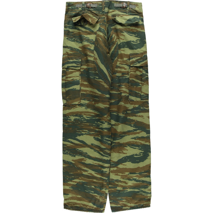 Greek Army Camouflage Pattern Lizard Camo Military Cargo Pants, Combat Pants, Size Small, Men's, W32 (equivalent) polyester Khaki type Vintage Second Hand