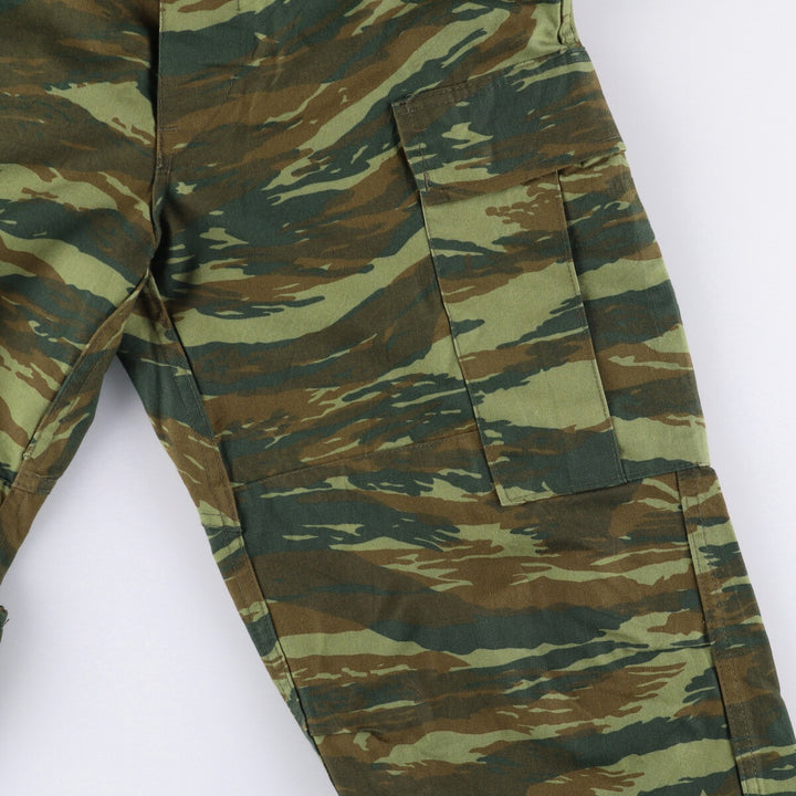 Greek Army Camouflage Pattern Lizard Camo Military Cargo Pants, Combat Pants, Size Small, Men's, W32 (equivalent) polyester Khaki type Vintage Second Hand