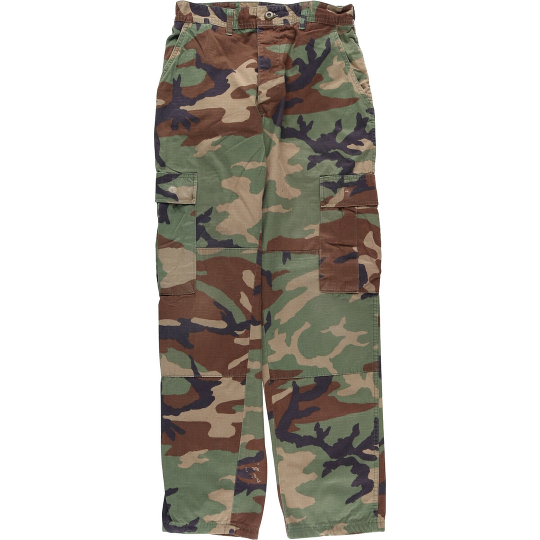 Authentic 2000'S US military woodland camo ripstop military cargo and combat pants, made in the USA, men's size W30. Nylon Khaki type Vintage Second Hand