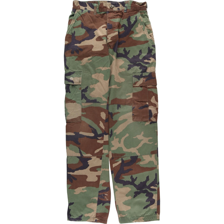 Authentic 2000'S US military woodland camo ripstop military cargo and combat pants, made in the USA, men's size W30. Nylon Khaki type Vintage Second Hand
