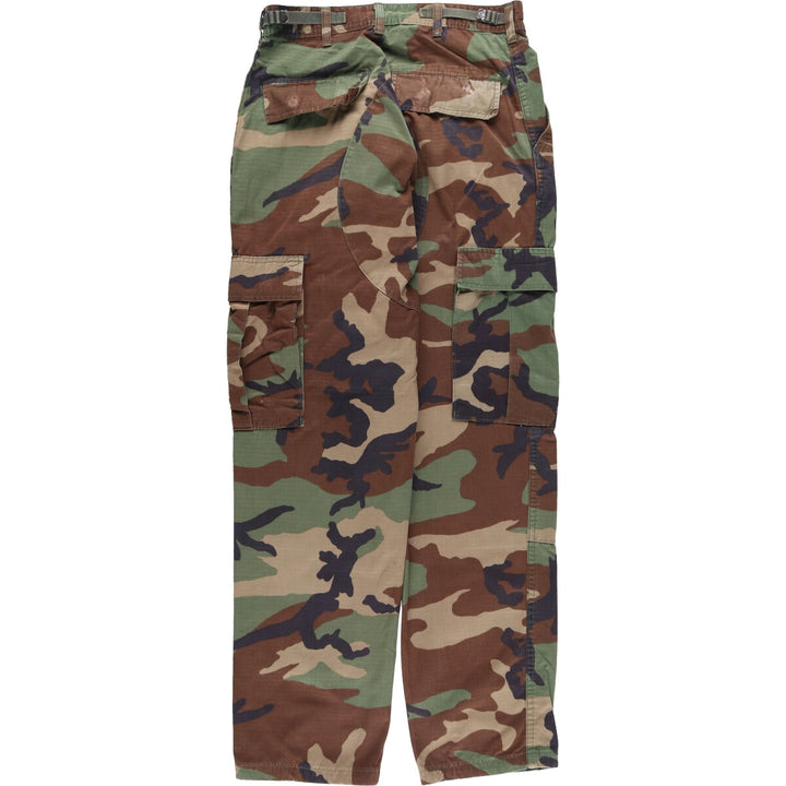 Authentic 2000'S US military woodland camo ripstop military cargo and combat pants, made in the USA, men's size W30. Nylon Khaki type Vintage Second Hand