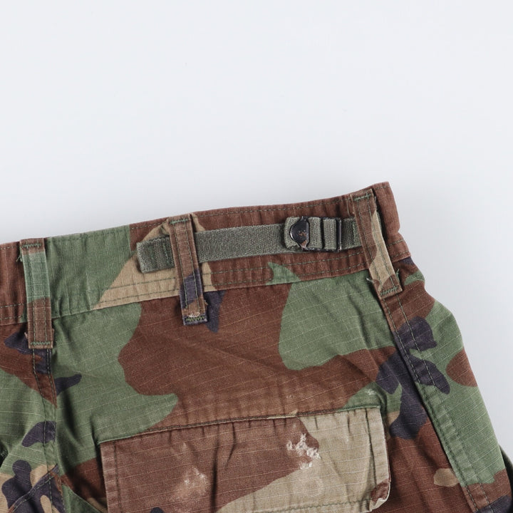 Authentic 2000'S US military woodland camo ripstop military cargo and combat pants, made in the USA, men's size W30. Nylon Khaki type Vintage Second Hand