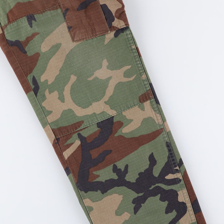 Authentic 2000'S US military woodland camo ripstop military cargo and combat pants, made in the USA, men's size W30. Nylon Khaki type Vintage Second Hand