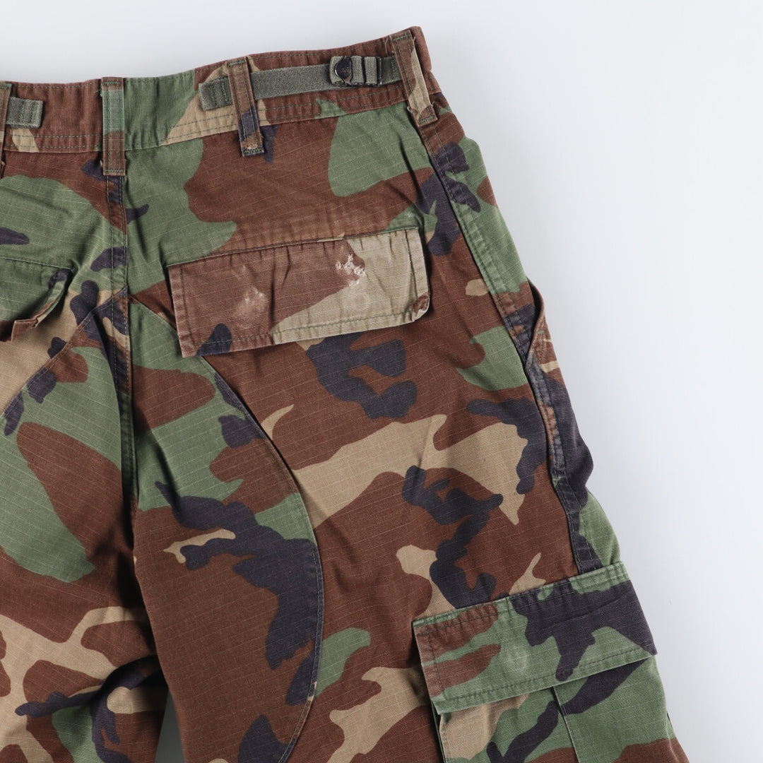 Authentic 2000'S US military woodland camo ripstop military cargo and combat pants, made in the USA, men's size W30. Nylon Khaki type Vintage Second Hand