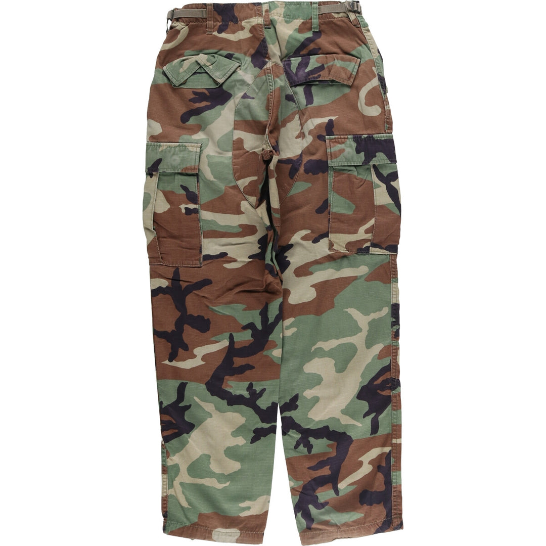 Authentic 2000'S US military camouflage woodland camo ripstop military cargo and combat pants, made in the USA, men's size small cotton Khaki type Vintage Second Hand