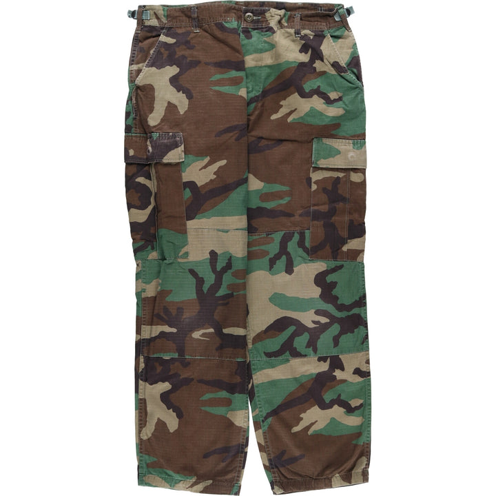90'S US Military Camouflage Pattern Ripstop Military Cargo Pants, Combat Pants, Made in USA, Medium-Short, Men's, Size W36 cotton Khaki type Vintage Second Hand