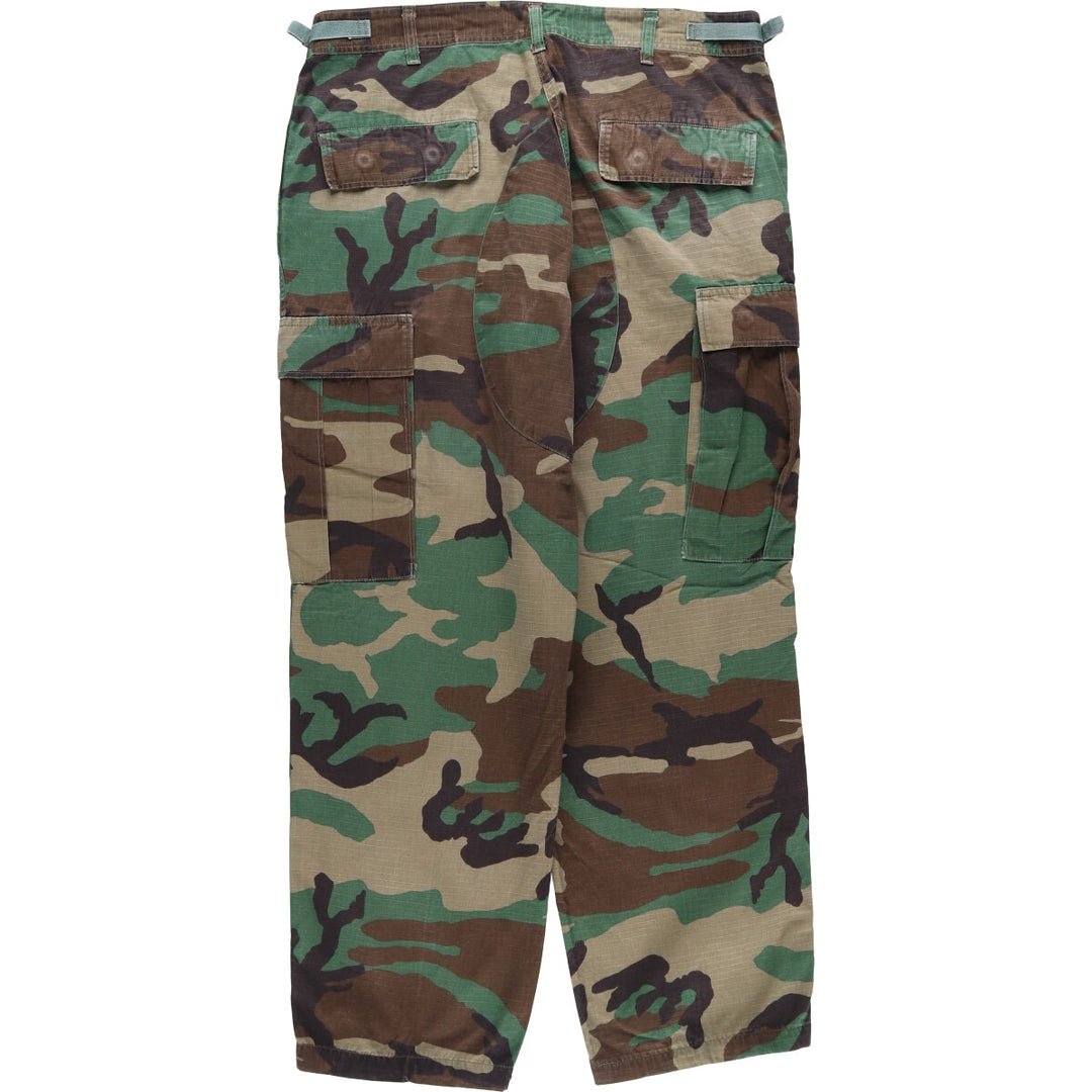 90'S US Military Camouflage Pattern Ripstop Military Cargo Pants, Combat Pants, Made in USA, Medium-Short, Men's, Size W36 cotton Khaki type Vintage Second Hand