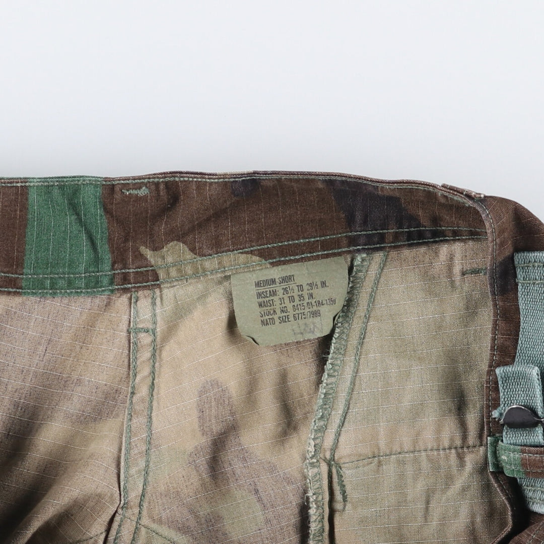 90'S US Military Camouflage Pattern Ripstop Military Cargo Pants, Combat Pants, Made in USA, Medium-Short, Men's, Size W36 cotton Khaki type Vintage Second Hand