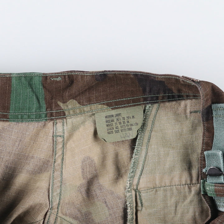 90'S US Military Camouflage Pattern Ripstop Military Cargo Pants, Combat Pants, Made in USA, Medium-Short, Men's, Size W36 cotton Khaki type Vintage Second Hand