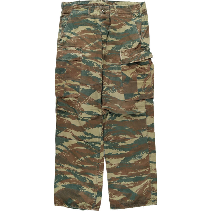 Greek Army Camouflage Pattern Lizard Camo Military Cargo Pants, Combat Pants, Size Small, Men's, W34 (equivalent) cotton Khaki type Vintage Second Hand