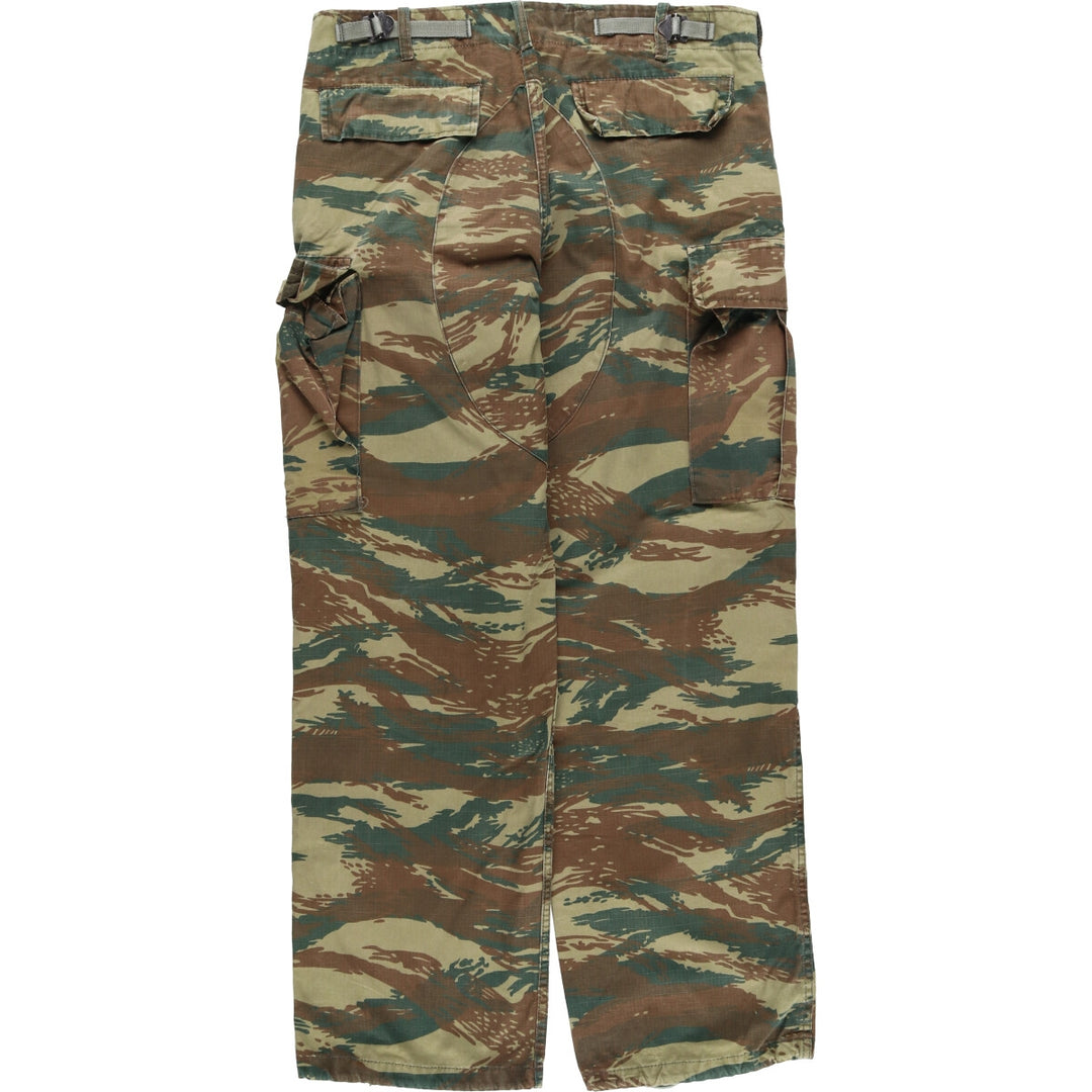 Greek Army Camouflage Pattern Lizard Camo Military Cargo Pants, Combat Pants, Size Small, Men's, W34 (equivalent) cotton Khaki type Vintage Second Hand
