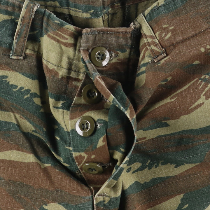 Greek Army Camouflage Pattern Lizard Camo Military Cargo Pants, Combat Pants, Size Small, Men's, W34 (equivalent) cotton Khaki type Vintage Second Hand