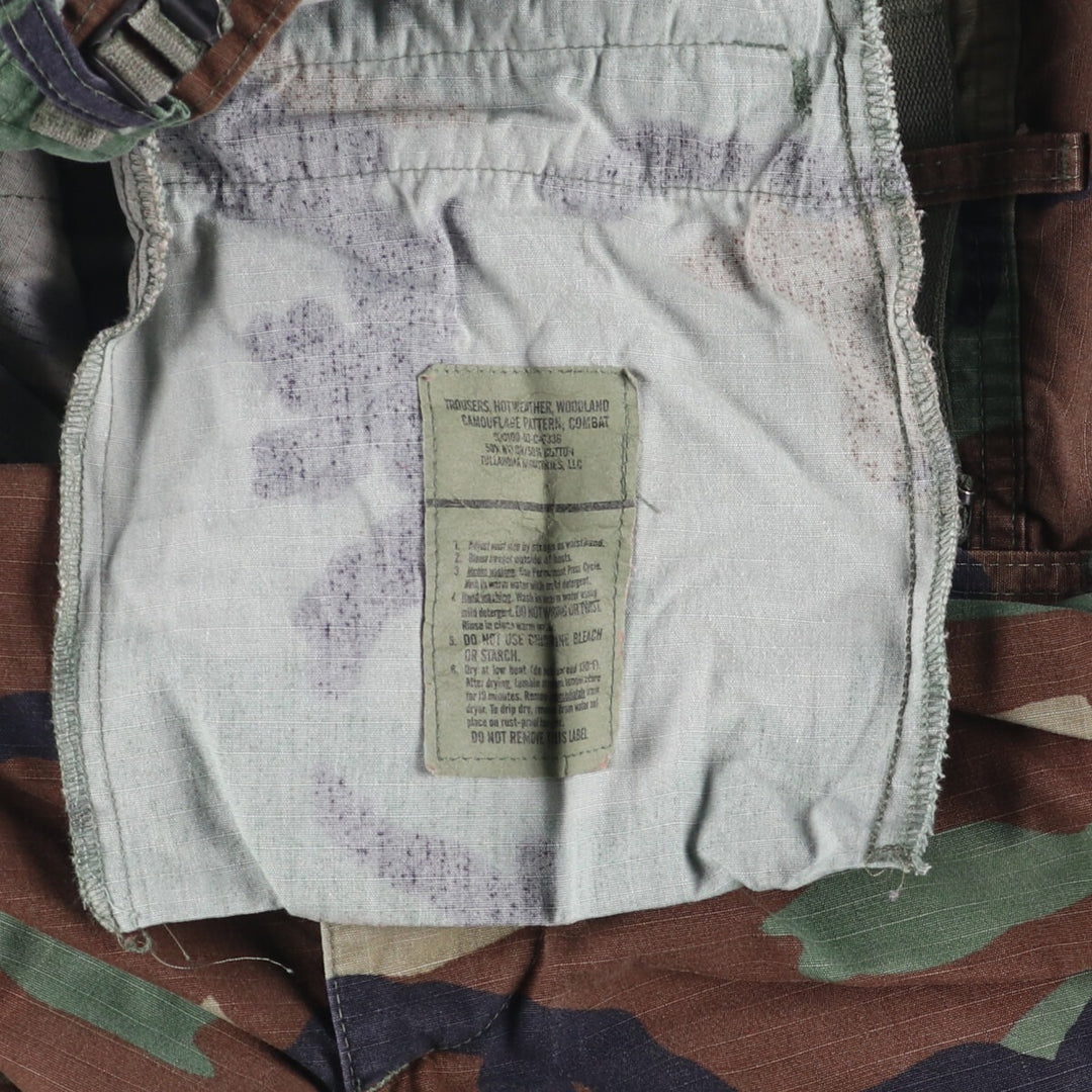 Authentic 2000'S US military woodland camo ripstop military cargo and combat pants, made in the USA, men's size W35. Nylon Khaki type Vintage Second Hand