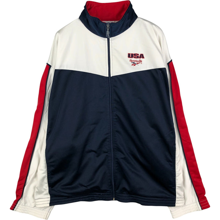 Vintage 90'S Reebok tricolor jersey track jacket, size L, men's unclear white type Vintage Second Hand