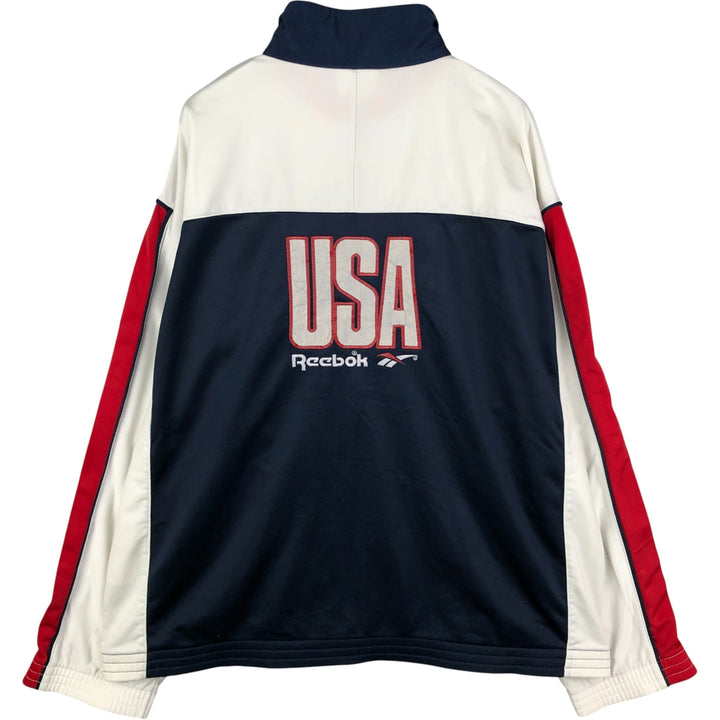 Vintage 90'S Reebok tricolor jersey track jacket, size L, men's unclear white type Vintage Second Hand