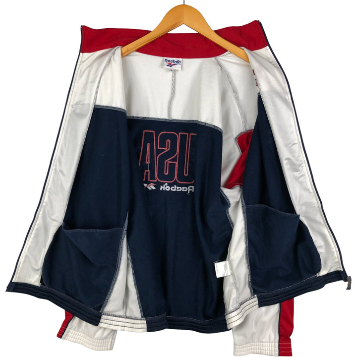 Vintage 90'S Reebok tricolor jersey track jacket, size L, men's unclear white type Vintage Second Hand