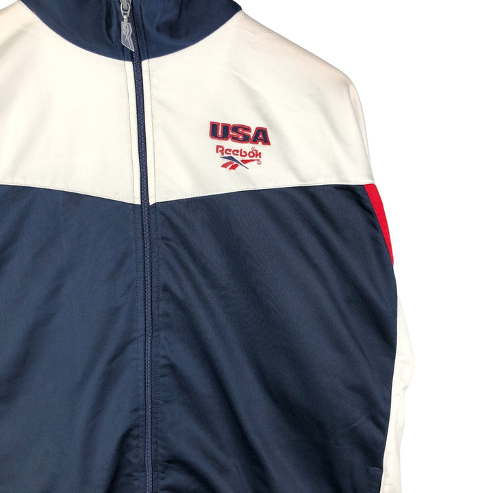 Vintage 90'S Reebok tricolor jersey track jacket, size L, men's unclear white type Vintage Second Hand