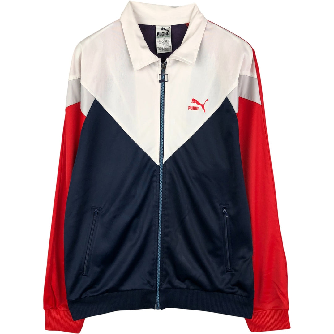 PUMA Jersey Collared Tricolor Track Jacket, Men's Size Medium polyester white type Vintage Second Hand