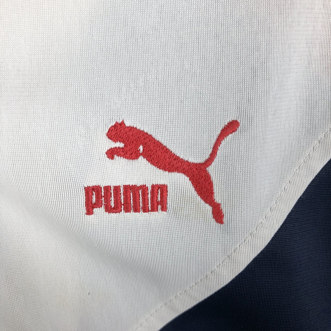 PUMA Jersey Collared Tricolor Track Jacket, Men's Size Medium polyester white type Vintage Second Hand
