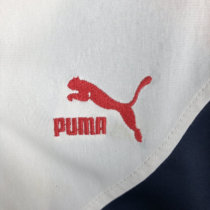 PUMA Jersey Collared Tricolor Track Jacket, Men's Size Medium polyester white type Vintage Second Hand
