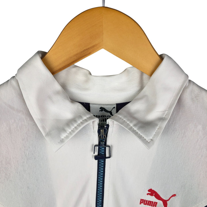 PUMA Jersey Collared Tricolor Track Jacket, Men's Size Medium polyester white type Vintage Second Hand