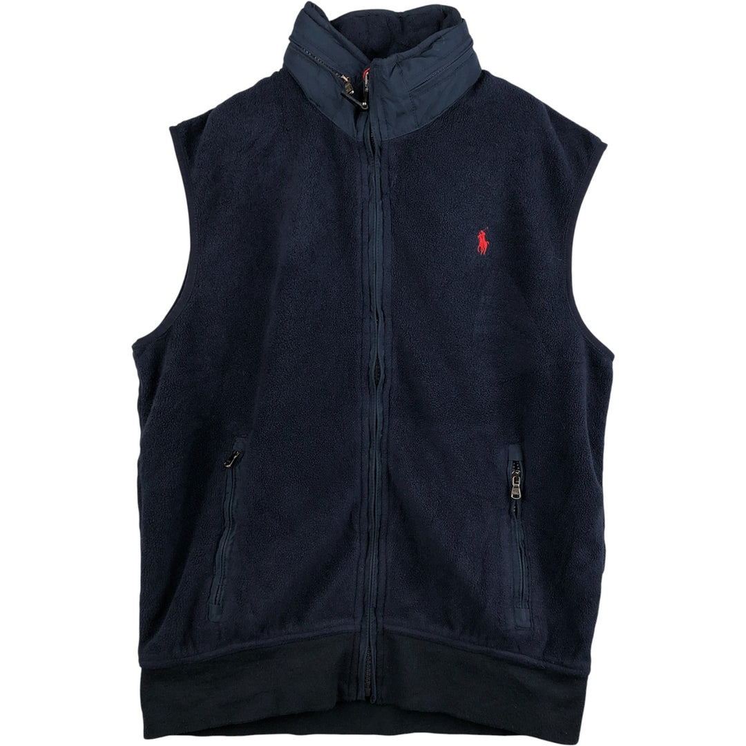 Ralph Lauren POLO by Ralph Lauren fleece vest, men's size L polyester navy blue type Vintage Second Hand