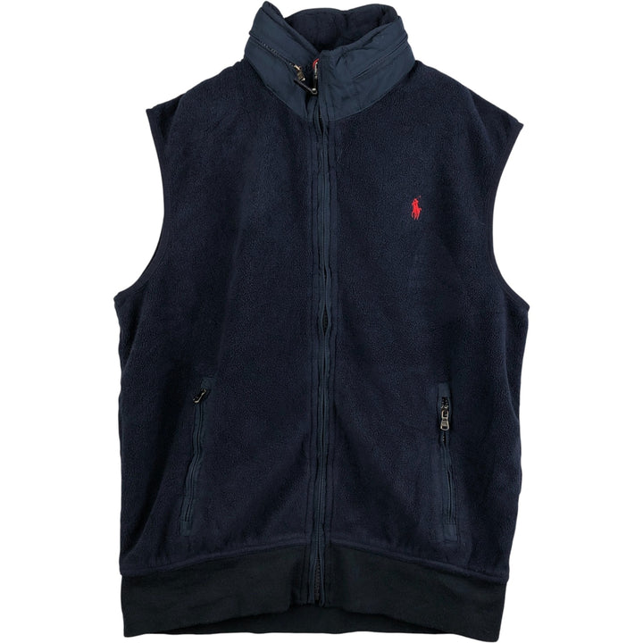 Ralph Lauren POLO by Ralph Lauren fleece vest, men's size L polyester navy blue type Vintage Second Hand