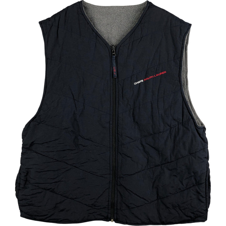 Ralph Lauren CHAPS reversible nylon and fleece vest, men's size XL Nylon navy blue type Vintage Second Hand