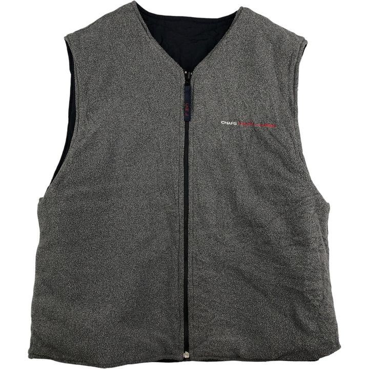 Ralph Lauren CHAPS reversible nylon and fleece vest, men's size XL Nylon navy blue type Vintage Second Hand
