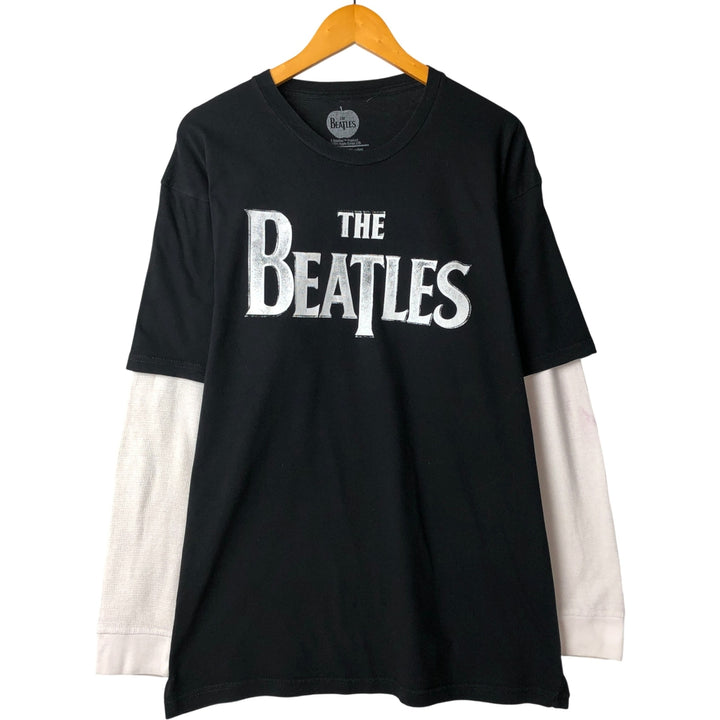 THE BEATLES Layered Long Sleeve Band T-Shirt, Men's Size XL cotton black type Vintage Second Hand