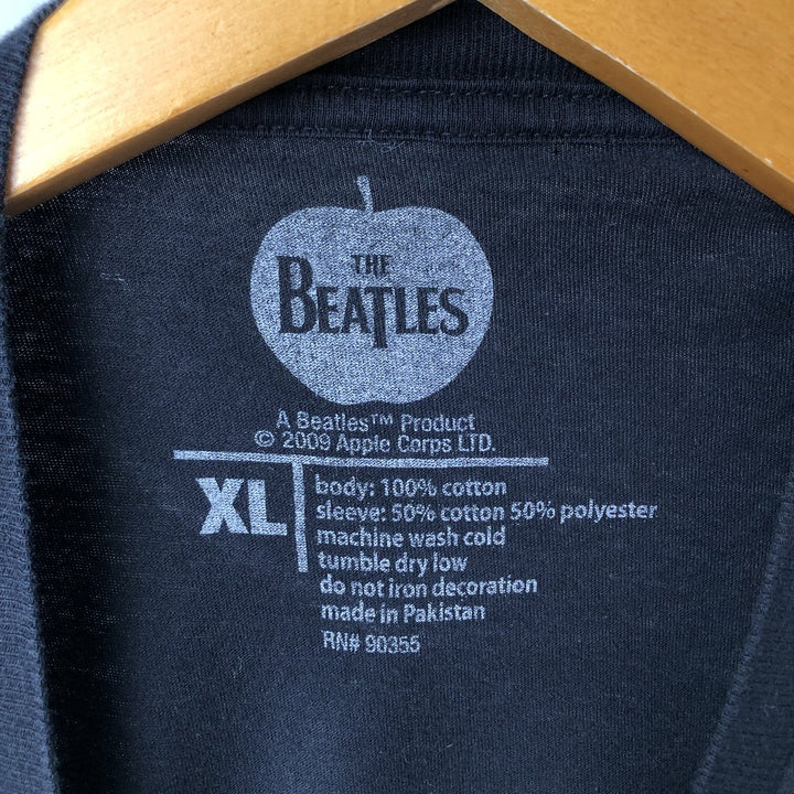 THE BEATLES Layered Long Sleeve Band T-Shirt, Men's Size XL cotton black type Vintage Second Hand